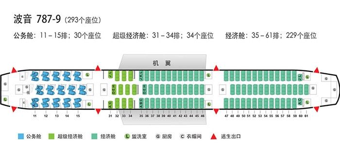 國(guó)航公布787-9飛機(jī)座位布局圖 設(shè)30個(gè)公務(wù)艙 國(guó)航公布787-9飛機(jī)座位布局圖 設(shè)30個(gè)公務(wù)艙